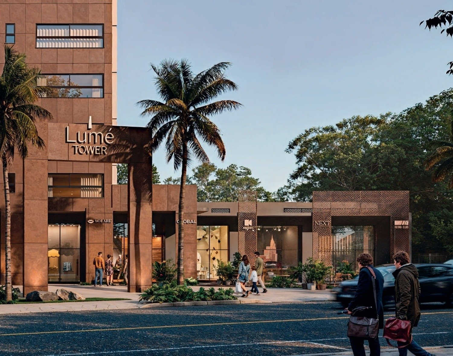 Lojas comerciais no térreo do Lumé Tower