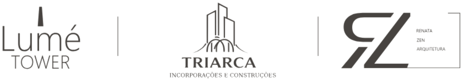 Logos do Lumé Tower, Triarca Incorporações e Construções e Renata Zen Arquitetura